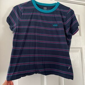 Vans Navy Tee with Colorful Stripes